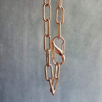 Chunky Rose Gold Necklace, S clasp carabiner clasp, big front clasp, thick rose gold chain, rose gold paperclip oval link chain, add a charm