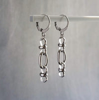 Long Oval Drop Earrings, stainless steel earring, hypoallergenic jewelry, chunky silver earring, 2 inch drop earring, silver dangle teardrop