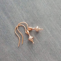 Small Rose Gold Earrings, tiny little dangle, simple earring, ball tip hooks, delicate petite minimalist jewelry, dainty rose gold earring