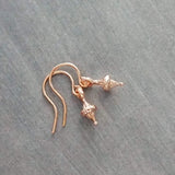 Small Rose Gold Earrings, tiny little dangle, simple earring, ball tip hooks, delicate petite minimalist jewelry, dainty rose gold earring
