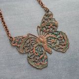 Collar de trébol de cobre, colgante de trébol pequeño, cadena de cobre antigua, collar de trébol de 4 hojas, collar de cobre rústico, cobre oxidado, suerte