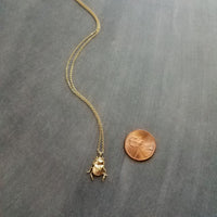 Little Gold Beetle Necklace, small beetle pendant, thin delicate 18in chain, rose June bug, 14K gold fill chain opt, 3D insect bug charm jewelry, gold bug necklace