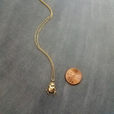 Little Gold Beetle Necklace, small beetle pendant, thin delicate 18in chain, rose June bug, 14K gold fill chain opt, 3D insect bug charm jewelry, gold bug necklace