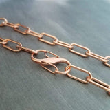 Chunky Rose Gold Necklace, S clasp carabiner clasp, big front clasp, thick rose gold chain, rose gold paperclip oval link chain, add a charm