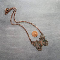 Collar de trébol de cobre, colgante de trébol pequeño, cadena de cobre antigua, collar de trébol de 4 hojas, collar de cobre rústico, cobre oxidado, suerte