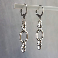 Long Oval Drop Earrings, stainless steel earring, hypoallergenic jewelry, chunky silver earring, 2 inch drop earring, silver dangle teardrop