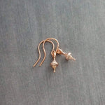Small Rose Gold Earrings, tiny little dangle, simple earring, ball tip hooks, delicate petite minimalist jewelry, dainty rose gold earring