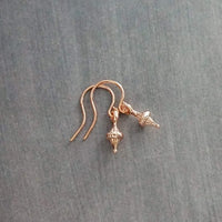 Small Rose Gold Earrings, tiny little dangle, simple earring, ball tip hooks, delicate petite minimalist jewelry, dainty rose gold earring