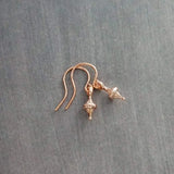 Small Rose Gold Earrings, tiny little dangle, simple earring, ball tip hooks, delicate petite minimalist jewelry, dainty rose gold earring