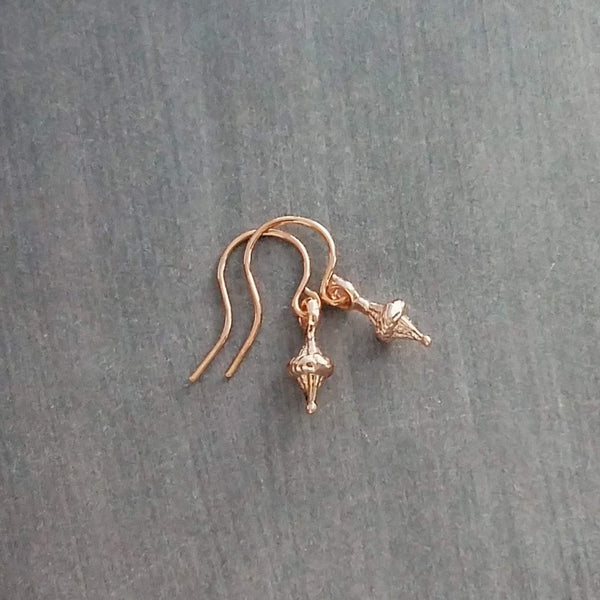 Small Rose Gold Earrings, tiny little dangle, simple earring, ball tip hooks, delicate petite minimalist jewelry, dainty rose gold earring