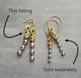 Gold & Silver Ball Chain Earrings, small raw brass hooks, mixed metal, long narrow dangle, round beaded earring, silver and gold earrings