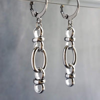 Long Oval Drop Earrings, stainless steel earring, hypoallergenic jewelry, chunky silver earring, 2 inch drop earring, silver dangle teardrop