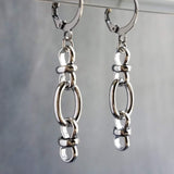 Long Oval Drop Earrings, stainless steel earring, hypoallergenic jewelry, chunky silver earring, 2 inch drop earring, silver dangle teardrop