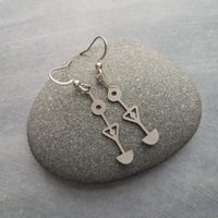 Hypoallergenic Silver Long Dangle Earrings, stainless steel tribal earring, silver tribal earring, Egyptian earring, hypoallergenic jewelry, silver stick dangle, long thin dangle earrings