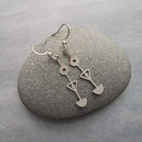 Hypoallergenic Silver Long Dangle Earrings, stainless steel tribal earring, silver tribal earring, Egyptian earring, hypoallergenic jewelry, silver stick dangle, long thin dangle earrings