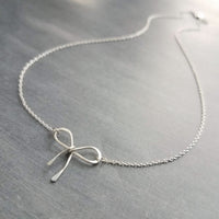 Sterling Silver Bow Necklace, silver ribbon necklace, wire bow necklace, bow pendant, sterling silver chain, delicate necklace, dainty charm