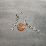 Hypoallergenic Silver Long Dangle Earrings, stainless steel tribal earring, silver tribal earring, Egyptian earring, hypoallergenic jewelry, silver stick dangle, long thin dangle earrings