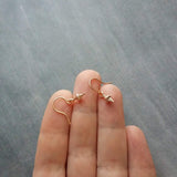 Small Rose Gold Earrings, tiny little dangle, simple earring, ball tip hooks, delicate petite minimalist jewelry, dainty rose gold earring