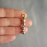 Gold & Silver Ball Chain Earrings, small raw brass hooks, mixed metal, long narrow dangle, round beaded earring, silver and gold earrings