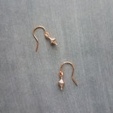 Small Rose Gold Earrings, tiny little dangle, simple earring, ball tip hooks, delicate petite minimalist jewelry, dainty rose gold earring