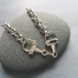 Silver Snaffle Bit Horse Bracelet, chunky antique silver chain, equestrian bracelet, silver horse bracelet, snaffle bracelet, D ring, thick