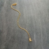 Little Gold Beetle Necklace, small beetle pendant, thin delicate 18in chain, rose June bug, 14K gold fill chain opt, 3D insect bug charm jewelry, gold bug necklace