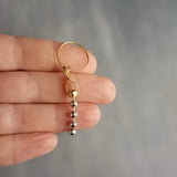 Gold & Steel Ball Chain Earrings, raw brass round hooks, hoop hook, mixed metals, long narrow dangle, round beaded earring, silver and gold earrings, 4mm silver ball chain