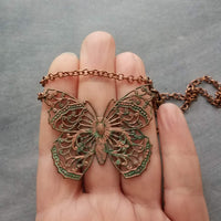 Collar de trébol de cobre, colgante de trébol pequeño, cadena de cobre antigua, collar de trébol de 4 hojas, collar de cobre rústico, cobre oxidado, suerte