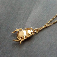 Little Gold Beetle Necklace, small beetle pendant, thin delicate 18in chain, rose June bug, 14K gold fill chain opt, 3D insect bug charm jewelry, gold bug necklace