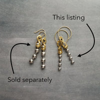 Gold & Steel Ball Chain Earrings, raw brass round hooks, hoop hook, mixed metals, long narrow dangle, round beaded earring, silver and gold earrings, 4mm silver ball chain
