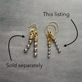 Gold & Steel Ball Chain Earrings, raw brass round hooks, hoop hook, mixed metals, long narrow dangle, round beaded earring, silver and gold earrings, 4mm silver ball chain