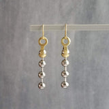 Gold & Silver Ball Chain Earrings, small raw brass hooks, mixed metal, long narrow dangle, round beaded earring, silver and gold earrings