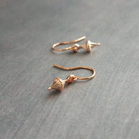 Small Rose Gold Earrings, tiny little dangle, simple earring, ball tip hooks, delicate petite minimalist jewelry, dainty rose gold earring