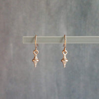 Small Rose Gold Earrings, tiny little dangle, simple earring, ball tip hooks, delicate petite minimalist jewelry, dainty rose gold earring