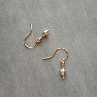 Small Rose Gold Earrings, tiny little dangle, simple earring, ball tip hooks, delicate petite minimalist jewelry, dainty rose gold earring