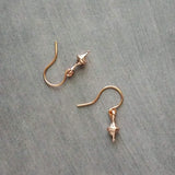 Small Rose Gold Earrings, tiny little dangle, simple earring, ball tip hooks, delicate petite minimalist jewelry, dainty rose gold earring