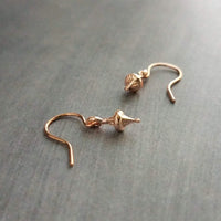 Small Rose Gold Earrings, tiny little dangle, simple earring, ball tip hooks, delicate petite minimalist jewelry, dainty rose gold earring