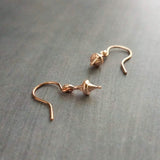 Small Rose Gold Earrings, tiny little dangle, simple earring, ball tip hooks, delicate petite minimalist jewelry, dainty rose gold earring