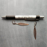Antique Copper Leaf Earrings, long narrow copper leaves, copper lever back earrings, antique copper filigree earring, cut out leaf earring, fall earring autumn jewelry, thin filigree leaf