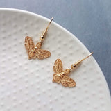 Gold Moth Earrings, insect earrings, moth jewelry, gold insect, bug earrings, transformation earrings, small moth dangles, moth charms