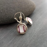 Baseball Earrings, team earring, silver baseball earring, baseball jewelry, lever back earring, player team mom coach gift home run MLB game