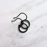 Small Black Circle Earrings, black hoops, little black circle earring, black circle earring, matte black earring, black ring earring, open