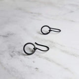 Small Black Circle Earrings, black hoops, little black circle earring, black circle earring, matte black earring, black ring earring, open