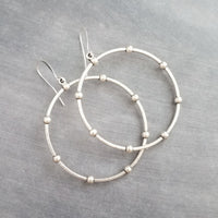 Large Silver Circle Earrings, silver hoop earring, large hoop earring, hoop with balls, oxidized silver circle, ball accent hoop, antique