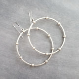 Large Silver Circle Earrings, silver hoop earring, large hoop earring, hoop with balls, oxidized silver circle, ball accent hoop, antique