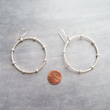 Large Silver Circle Earrings, silver hoop earring, large hoop earring, hoop with balls, oxidized silver circle, ball accent hoop, antique