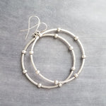 Large Silver Circle Earrings, silver hoop earring, large hoop earring, hoop with balls, oxidized silver circle, ball accent hoop, antique