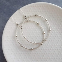 Large Silver Circle Earrings, silver hoop earring, large hoop earring, hoop with balls, oxidized silver circle, ball accent hoop, antique
