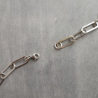 Silver Snaffle Bit Necklace, chunky stainless steel chain, equestrian necklace, silver horse necklace, D ring, thick silver paperclip chain