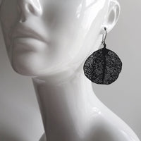 Large Gunmetal Earrings, big lightweight leaf earrings, coral earring, filigree earring, sea fan earring, organic shape, see through dangles